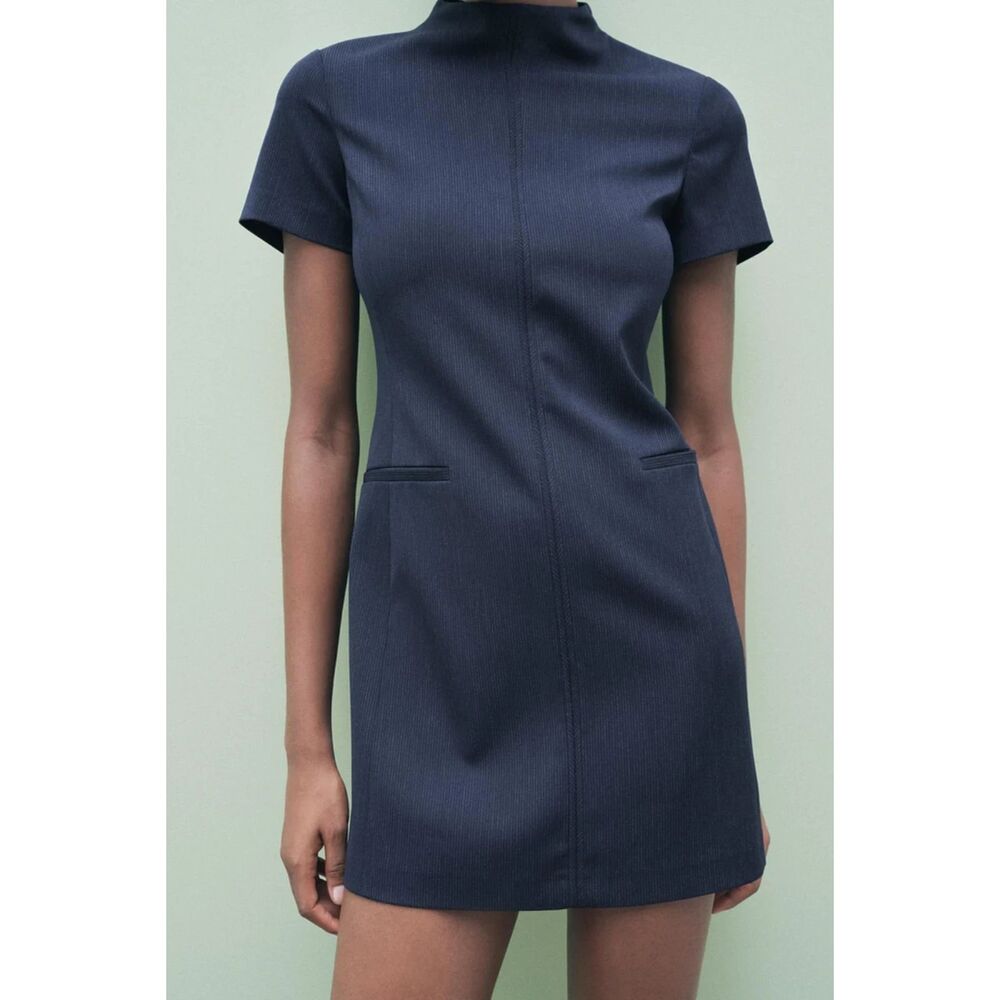 NWT ZARA PINSTRIPE SHORT DRESS ZW COLLECTION
